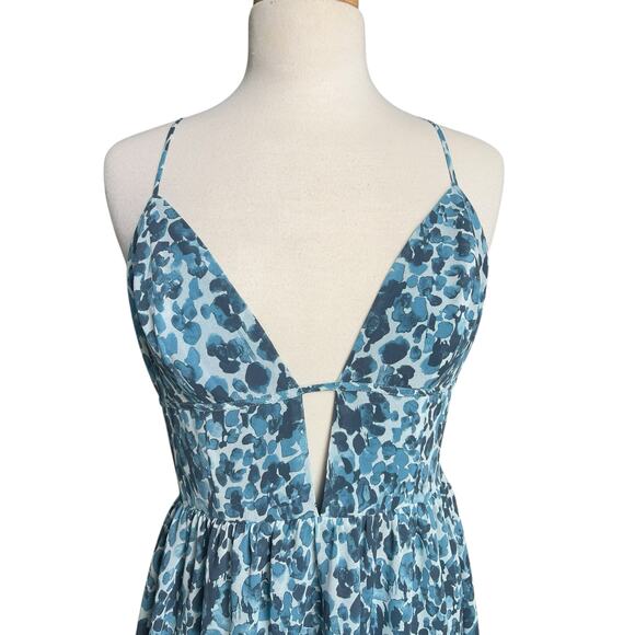 House of Harlow 1960 x Revolve Brena Dress Midi Blue Keyhole Boho Size Medium - Picture 7 of 13